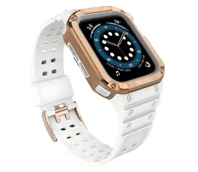 Etui Hurtel Armor Case białe, pasek w kolorze różowego złota / Etui z paskiem / wytrzymałe / do zegarka Apple Watch 38/40/41 mm