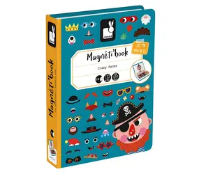 JANOD Książka magnetyczna Magnetibook Zabawne buzie - Chłopcy / 70 magnetycznych elementów / od 3 lat