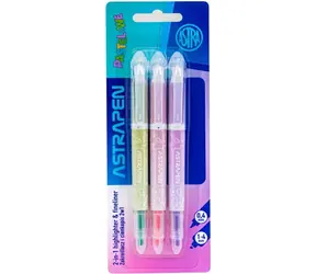 ASTRA Highlighter 2 w 1 Pastel / Zestaw 3 szt. / Kredka + rozświetlacz