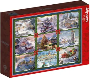 ALIPSON Puzzle kwadratowe świąteczne dziewięć kwadratów / 1000 elementów / 63,5 x 63,5 cm