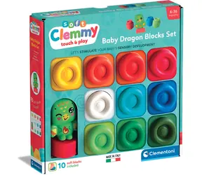 Clementoni Soft Clemmy / Zestaw miękkich kostek / 10 elementów / figurka smoka