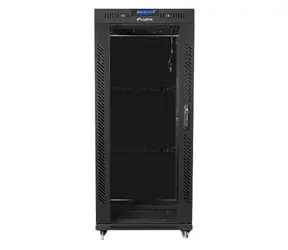 Lanberg 27U 19" czarny / Szafa rack / 600x600 mm / Opakowanie płaskie / Drzwi szklane / LCD
