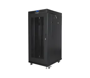 Lanberg Rack 27U/600x600 czarny / Szafa rack / 19" / Płaski zestaw / Drzwi perforowane / LCD