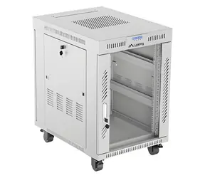 Lanberg Rack 15U/600x800 szary / Szafa rack / 19" / Płaski zestaw / Drzwi szklane / LCD