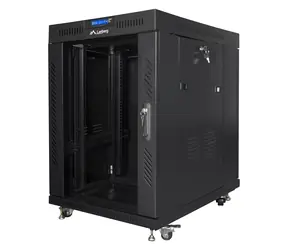 Lanberg FF01 15U 19" czarny / Szafa rack / 600×800 mm / Drzwi szklane / Panel LCD / Nośność 1200 kg