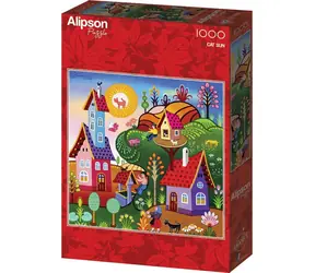ALIPSON Puzzle kwadratowe Kot Słońce / 1000 elementów / 63,5 × 63,5 cm