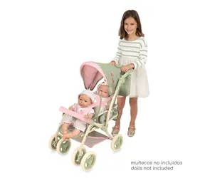 DECUEVAS 90368 Wózek spacerowy składany dla bliźniaczek Botanic 2026 / 72 cm / z torbą / od 3 lat