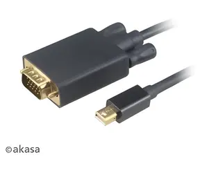 Akasa AK-CBDP17-18BK czarny / Adapter Mini DisplayPort do VGA / 1,8 m