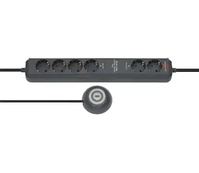 Brennenstuhl Eco-Line Comfort antracyt / Przewód przedłużający / 6x gniazdo / włącznik nożny / podświetlany / 2 m