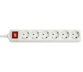 Przedłużacz Lindy 6 gniazd biały / Listwa gniazdowa / z wyłącznikiem / Schuko / 3500 W