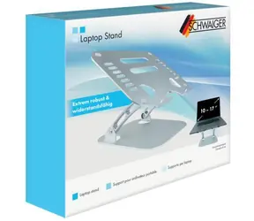Podstawka pod laptopa Schwaiger srebrna / Podstawka pod laptopa / aluminiowa / regulowana wysokość / składana / do 20"