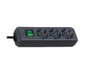 Brennenstuhl Eco-Line czarny / Przedłużacz / 3x gniazdo / 5 m / włącznik/wyłącznik
