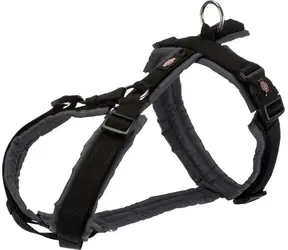Szelki trekkingowe TRIXIE Premium czarno-grafitowe L / Obwód klatki piersiowej 70-85 cm / Szerokość paska 25 mm / Wyściełane
