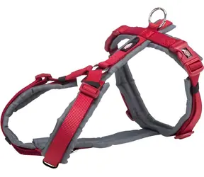 Szelki trekkingowe TRIXIE Premium czerwono-grafitowe L / Obwód klatki piersiowej 70-85 cm / Szerokość paska 25 mm / Wyściełane