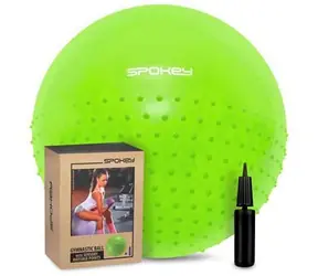 Spokey HALF FIT zielona / Piłka gimnastyczna / Masaż 2w1 / 65 cm / Pompka w zestawie