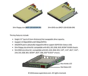 Obudowa SuperMicro na dysk 2,5" w wąskiej zatoce FD / Rama Hot-swap / SAS3 / SATA, SGPIO / maks. 9,5 mm / do SC815