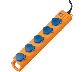 Brennenstuhl Super- SOLID niebiesko-żółty / Przedłużacz / 5 gniazd / włącznik / IP54 / 2 m