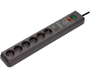 Brennenstuhl Secure-Tec antracyt / Przedłużacz / Listwa przeciwprzepięciowa / Gniazdo 6x / 3500 W