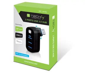 Techly IUSB3-HUB3-ROTB czarny / hub USB / 3x USB 3.0 typu A / obrotowy 180° / kabel