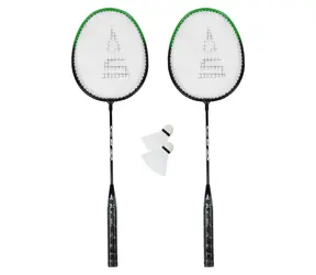 Zestaw do badmintona RULYT czarno-zielony / 2 rakiety 24 cm / 2 piłki / Torba podróżna