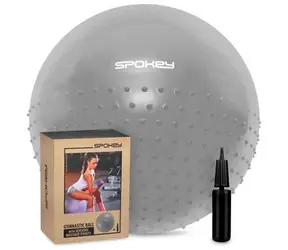 Spokey HALF FIT szara / Piłka gimnastyczna / Masaż 2w1 / 65 cm / Pompka w zestawie