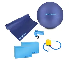 Zestaw do jogi Spokey ASTEYA SET / Zestaw / Mata, 2x klocek, pas, piłka gimnastyczna z pompką