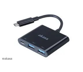 Akasa AK-CBCA08-15BK black / USB-C reduction / Power Delivery / 2x USB-A 3.0 / 15 cm