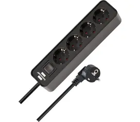 Brennenstuhl Ecolor czarny / Przedłużacz / 4X 230V / 1,5 m / włącznik/wyłącznik