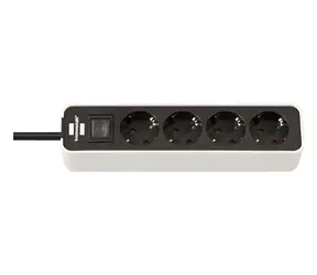 Brennenstuhl Ecolor biały/czarny / Przewód przedłużający / 4X 230V / 1,5 m / włącznik/wyłącznik