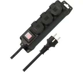 Rozdzielacz gniazdowy Brennenstuhl IP44 3-drożny czarny / Przewód przedłużający / 3 gniazda / 2 m / H07RN-F 3G1.5