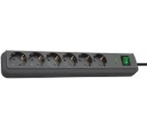 Brennenstuhl Eco-Line czarny / Przedłużacz / 6 gniazd / przełącznik / 1,5 m / 3680 W