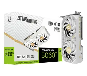 Zotac GAMING GeForce RTX 5060 Ti Twin Edge OC Biała / Karta graficzna / 2602 MHz / 16 GB GDDR7 / 128 bit / 1x HDMI + 3x DP