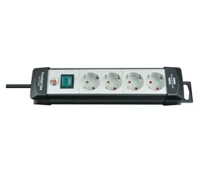Brennenstuhl Premium-Line czarno-biały / Przedłużacz / 4 gniazda / 5 m / włącznik/wyłącznik