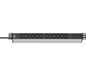 Brennenstuhl Alu-Line 19" black/aluminium / Rack socket strip / 12x C13 / IEC C14 / 2 m