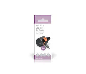 Ładowarka samochodowa Nedis 60 W / Ładowarka samochodowa / USB-A + USB-C / Zasilanie / Zwijany kabel 0,70 m