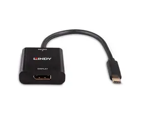 Lindy USB-C - DisplayPort czarny / Konwerter / 4K 144Hz / DisplayPort 1.4 / 21 cm