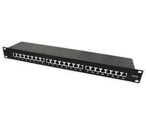 Panel krosowy Value 19" Cat.6A STP czarny / Panel krosowy / 24 porty / RJ-45