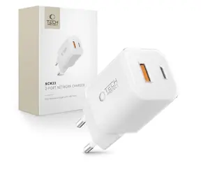 Tech-Protect NCM33 biały / Ładowarka / 2x USB-C PD 33W / QC 3.0