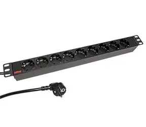 Panel zasilający Roline 19" czarny / Panel zasilający / 1U / 9 gniazd DE / kabel 1,8 m