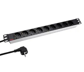Panel zasilający Roline 19" biało-czarny / Panel zasilający / 1U / 9 gniazd DE / kabel 1,8 m