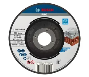 Tarcza tnąca do kamienia BOSCH 125 mm / Tarcza tnąca / Otwór 22,23 mm / Grubość 2,5 mm / C 30 S BF