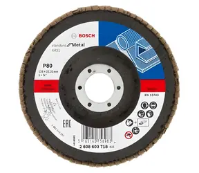 Ściernica listkowa BOSCH X431 P80 125 mm / Ściernica listkowa / Ziarnistość P80 / O 125 mm / Otwór 22,23 mm