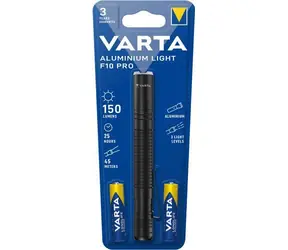 Varta Aluminum Light F10 Pro czarna / Latarka / LED / 150 lm / 2x AAA / zasięg do 45 m