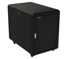 Szafa rack StarTech 15U czarna / Szafa dystrybucyjna / wolnostojąca / na kółkach / 600×1000×796 mm / nośność 800 kg