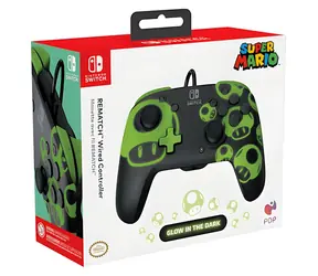 PDP Rematch 1Up Świecący w ciemności / Kontroler do gier / Przewodowy / USB / 3 m / Nintendo Switch