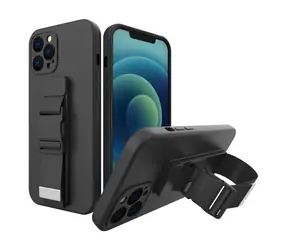 Hurtel Rope Case czarny / Etui z łańcuszkiem / Samsung Galaxy A12