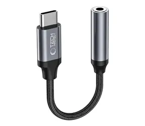 Tech-Protect UltraBoost czarny / Adapter / USB-C - gniazdo 3,5 mm