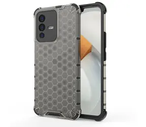 Hurtel Honeycomb Case czarny / Etui / Vivo V23 5G / Wzór plastra miodu / Oprawka żelowa