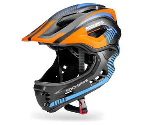 Rockbros TT-32SOBL-S czarno-pomarańczowy / Kask rowerowy dziecięcy / Rozmiar S / Odpinany pasek pod brodą