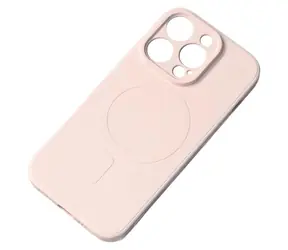 Hurtel Silikonowe etui MagSafe do iPhone 15 Pro krem / Etui / Silikon / MagSafe